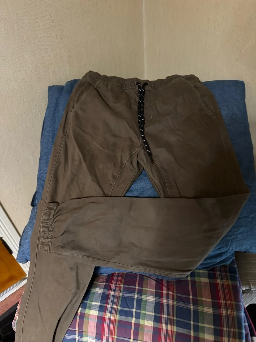 Men's Brown Elastic Waist Jogger Pants
